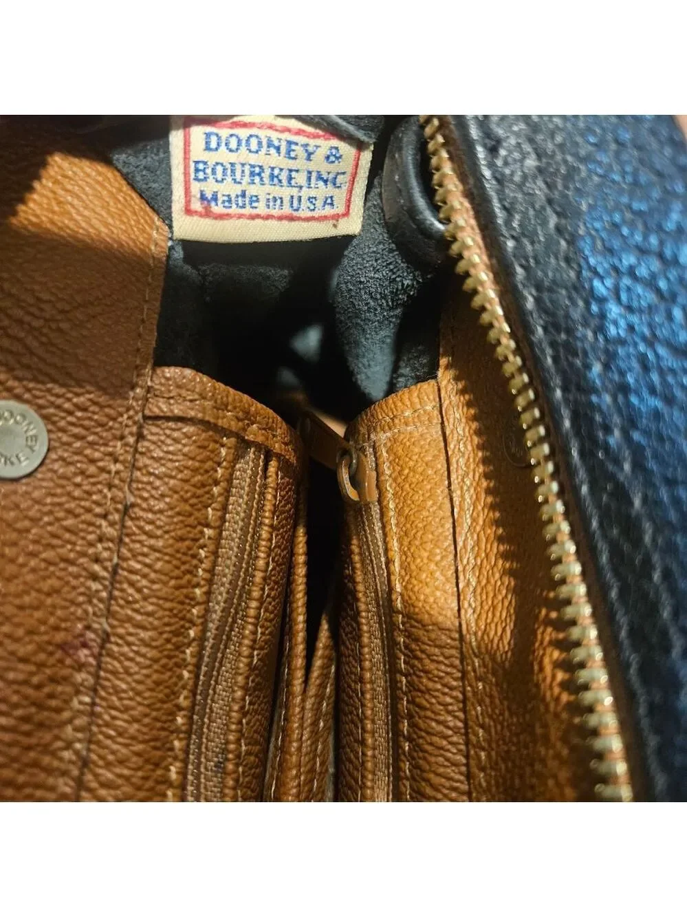 Women's Dooney & Bourke Vintage Pebbled Leather Buckle Satchel Black Brown